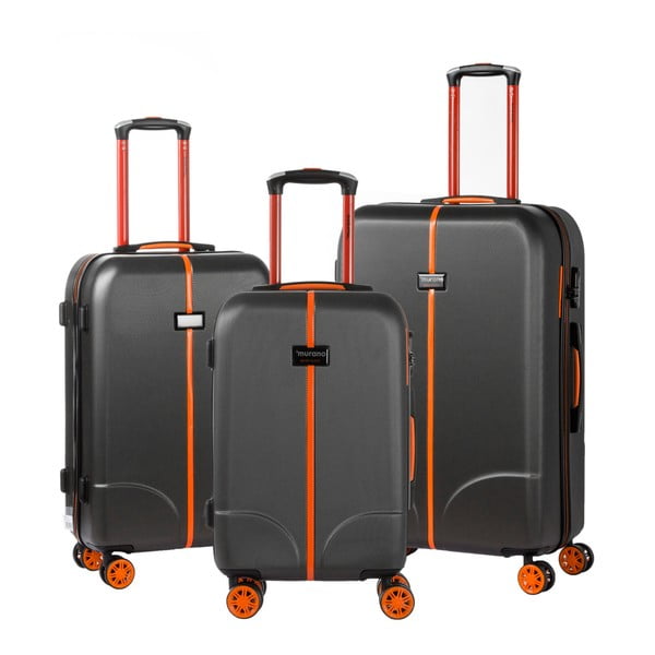 Set 3 valize cu roți Murano Greece, negru