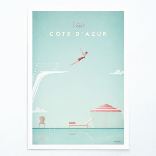 Poster Travelposter Côte d'Azur, 30 x 40 cm