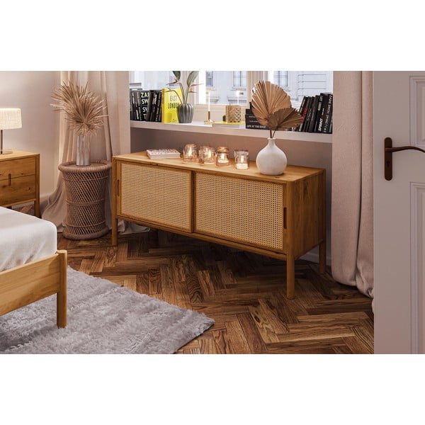 Masă TV din lemn de stejar 142x64 cm Pola - The Beds-image-4
