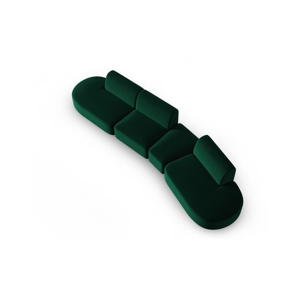 Canapea verde cu tapițerie din catifea cu colț pe partea dreaptă 428 cm Paolo – Milo Casa-image-1