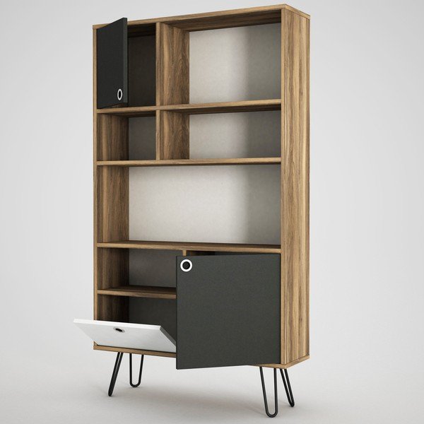 Bibliotecă în decor de lemn de nuc Karamel-image-2