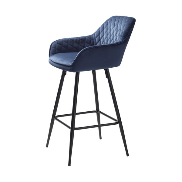 Scaun de bar albastru din catifea (înălțime șezut 67 cm) Milton – Unique Furniture