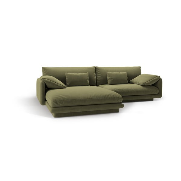 Colțar verde deschis cu tapițerie din catifea (cu colț pe partea stângă /cu șezlong) Torino – Micadoni -image-2