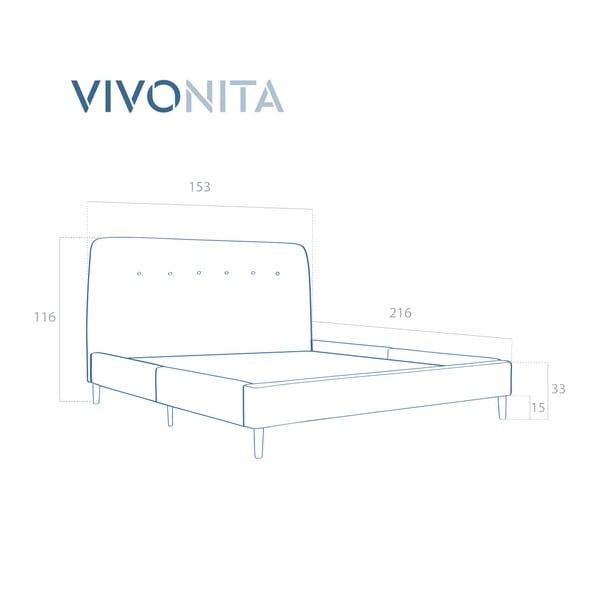 Pat cu picioare din lemn Vivonita Mae , 140 x 200 cm, turcoaz-image-1