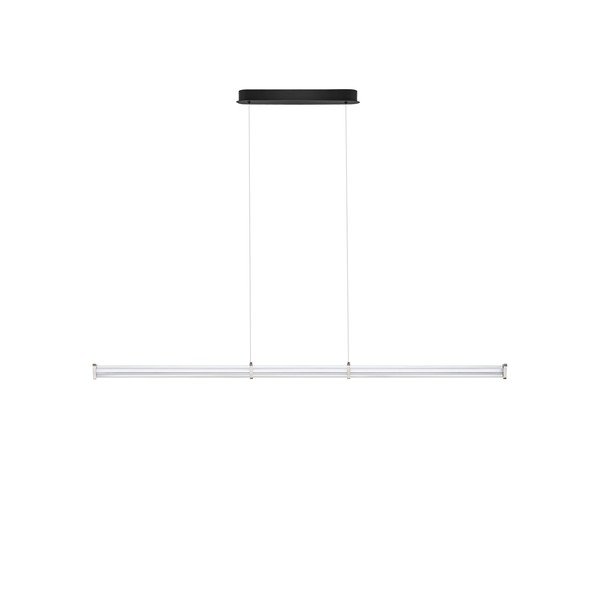 Lustră negru-mat/argintiu-mat LED cu intensitate reglabilă din metal cu abajur din sticlă acrilică Pheme – Nova Luce