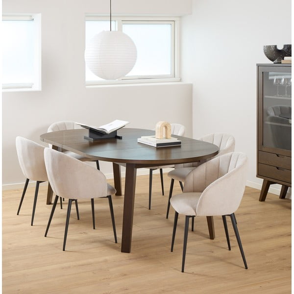 Masă de dining rotundă extensibilă cu aspect de lemn de stejar cu blat suplimentar ø 120 cm A-Line – Actona-image-1