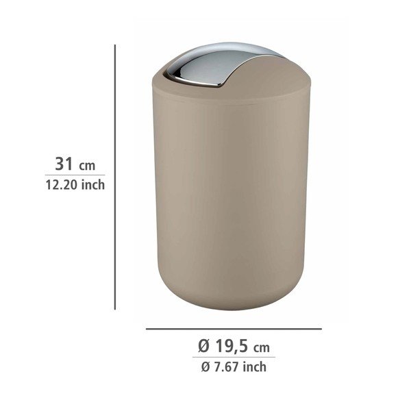 Coș de gunoi taupe din plastic 6,5 l Brasil – Wenko-image-4
