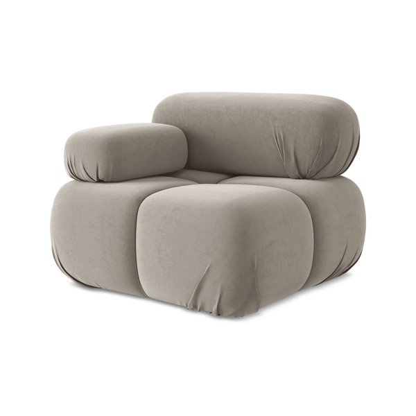 Modul pentru canapea modulară bej cu tapițerie din catifea (cu colț pe partea stângă) Lokua – Makamii-image-1