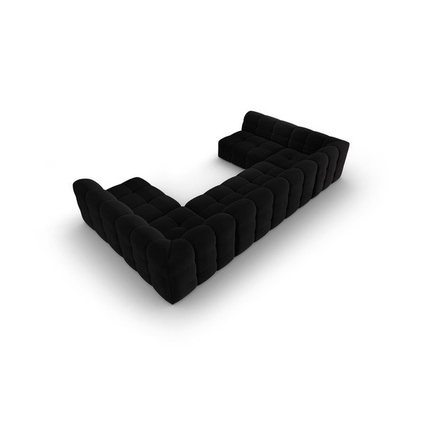 Colțar negru cu tapițerie din catifea (în formă de "U") Kendal – Micadoni Home-image-4