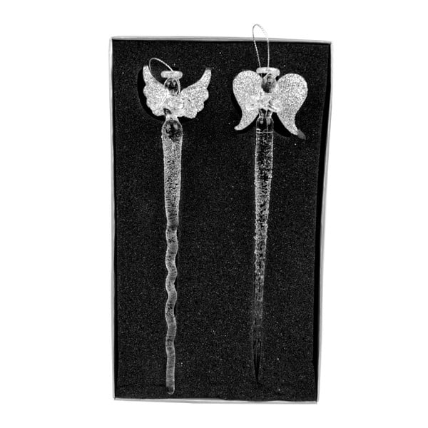 Set 2 decorațiuni în formă de țurțuri cu îngeri Ego Dekor, lungime 24 cm