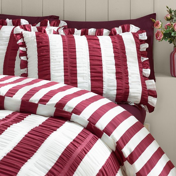 Lenjerie de pat violetă pentru pat dublu 220x230 cm Seersucker Frill Stripe – Catherine Lansfield-image-2