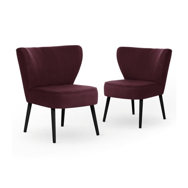 Set 2 scaune cu picioare negre My Pop Design Hamilton, roșu bordo
