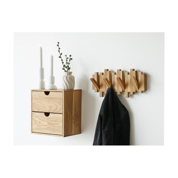 Cuier de perete în culoare naturală din lemn de stejar 3 cm Caltra – House Nordic-image-1