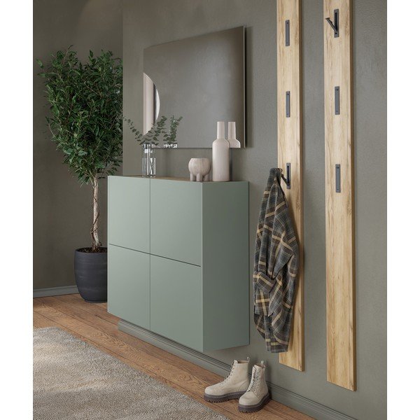 Dulap verde prăfuit cu aspect mat suspendat 97x79x27 cm Binetto – Germania-image-1