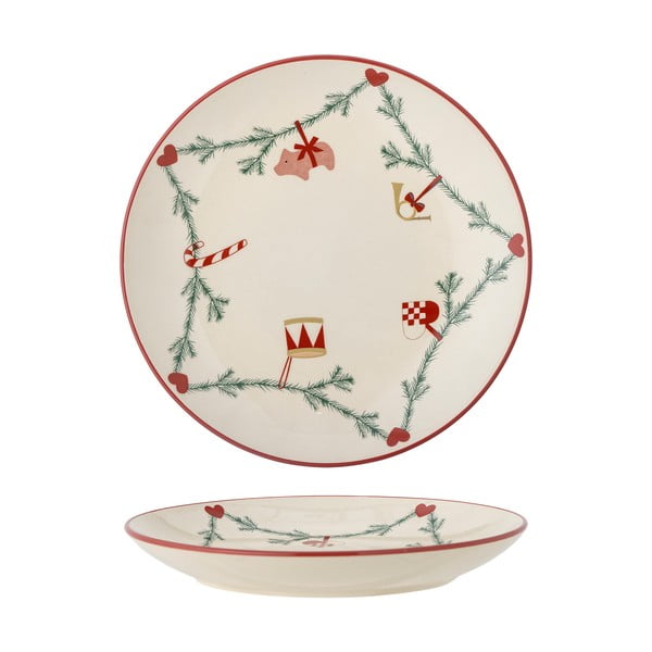 Farfurie crem din gresie ø 25,5 cm  cu model de Crăciun Yule – Bloomingville-image-3