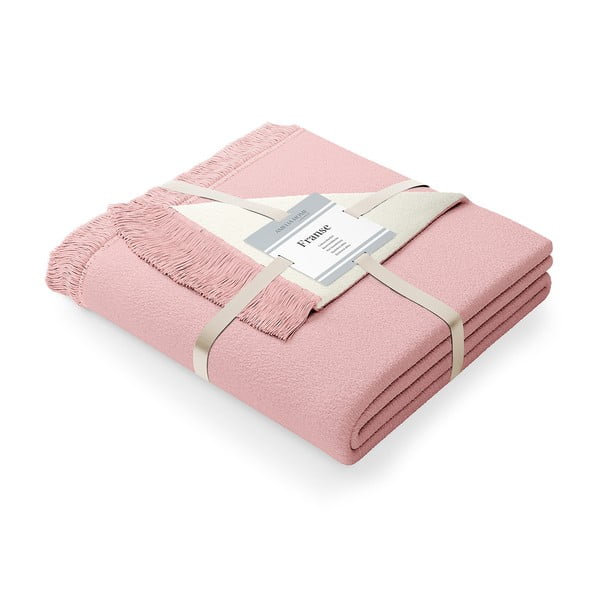 Pătură cu amestec de bumbac AmeliaHome Franse, 150 x 200 cm, roz pudră-image-2