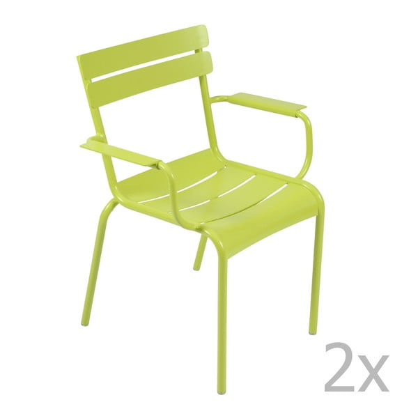 Set 2 scaune cu mânere Fermob Luxembourg, verde lămâie