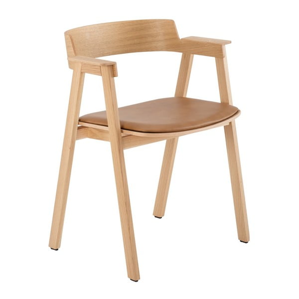 Scaun de dining maro/în culoare naturală cu cotiere din piele Flip – Gazzda