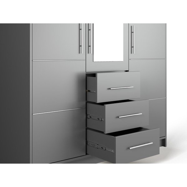 Dulap gri cu oglindă 147x200 cm Derry - Cosmopolitan Design-image-1