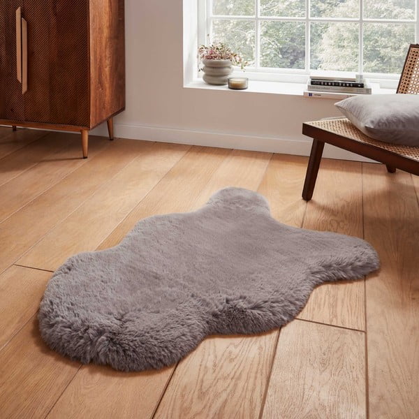 Blană gri sintetică 60x90 cm Super Teddy – Think Rugs-image-1