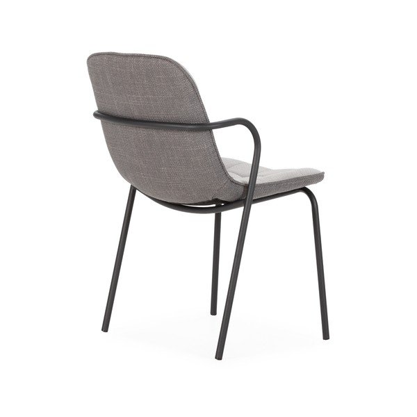 Scaun de dining gri deschis cu cotiere tapițat Angie – Marckeric-image-4