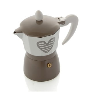 Cafetieră gri pentru 3 cești de cafea Brandani Hearbeat, maro