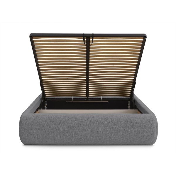 Pat matrimonial gri închis tapițat cu spațiu de depozitare/fără tăblie cu somieră 160x200 cm Inera – Bobochic Paris-image-4