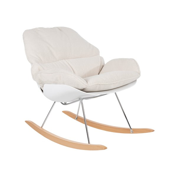 Fotoliu crem balansoar cu tapițerie din țesătură bouclé Rocky – White Label