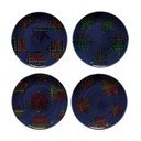 Set 4 farfurii din gresie pentru desert Casafina Snowflake, ø 21,6 cm, albastru - roșu