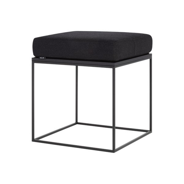 Scaun tip taburet negru tapițat Feo – noo.ma