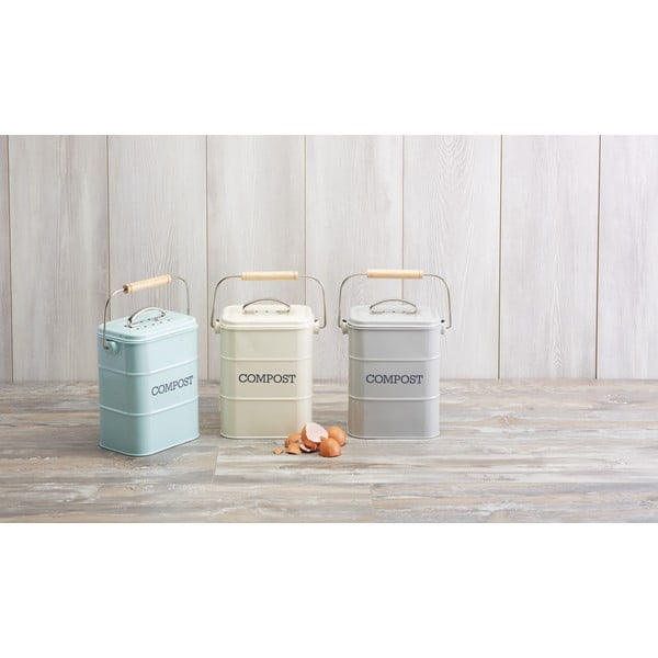 Recipient pentru deșeuri compostabile Kitchen Craft Living Nostalgia, verde - albastru, 3 l-image-1