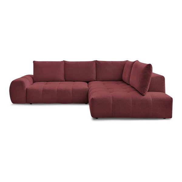 Colțar burgundy extensibil/cu spațiu de depozitare cu tapițerie din chenille (cu colț pe partea dreaptă/în formă de ”L”) Everest – Bobochic Paris