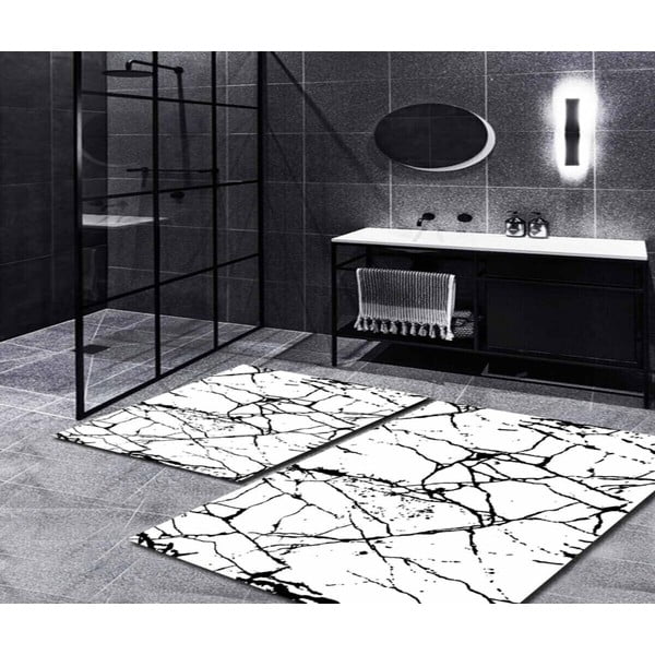 Covorașe de baie albe/negre 2 buc. 60x100 cm Cracks – Mila Home-image-1