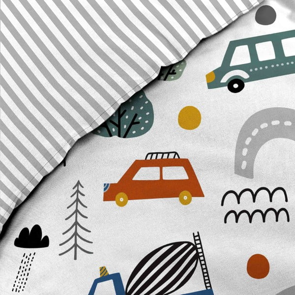 Lenjerie de pat pentru copii albă din bumbac pentru pat de o persoană 140x200 cm Pti Bolide – douceur d'intérieur-image-1