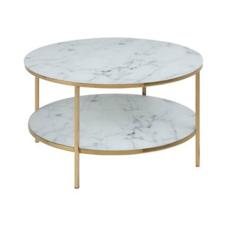 Masă cafea cu blat din sticlă Actona Alisma, ⌀ 80 cm
