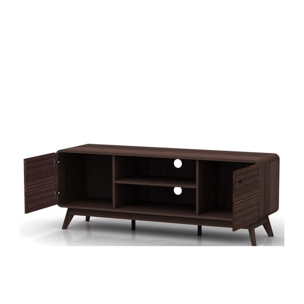 Comodă TV maro cu aspect de lemn de nuc 140x53 cm Caitlin – Støraa-image-3