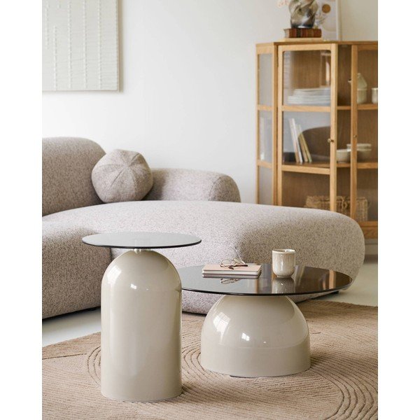 Măsuță auxiliară rotundă cu blat din sticlă ø 40 cm Ravello – House Nordic-image-1