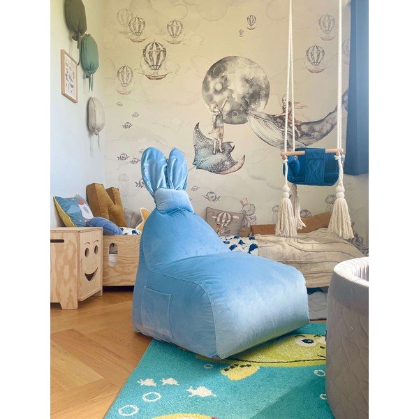 Fotoliu puf pentru copii albastru Funny Bunny – The Brooklyn Kids-image-1