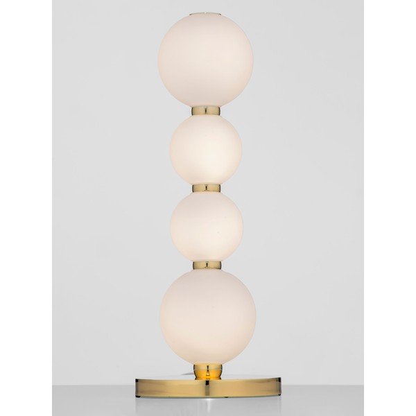Veioză albă/aurie LED din metal cu abajur din sticlă (înălțime 31 cm) Perla – Nova Luce-image-3