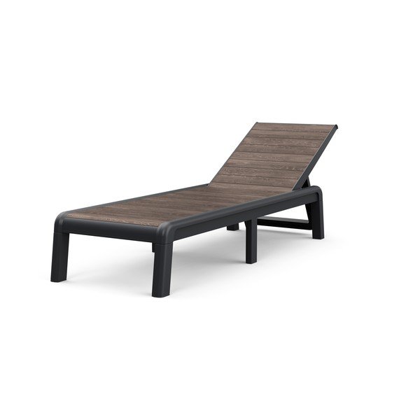 Șezlong de grădină maro închis din plastic ajustabil/pliabil Deco Porto – Keter