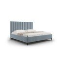 Pat matrimonial albastru deschis tapițat cu spațiu de depozitare și somieră 200x200 cm Casey – Mazzini Beds
