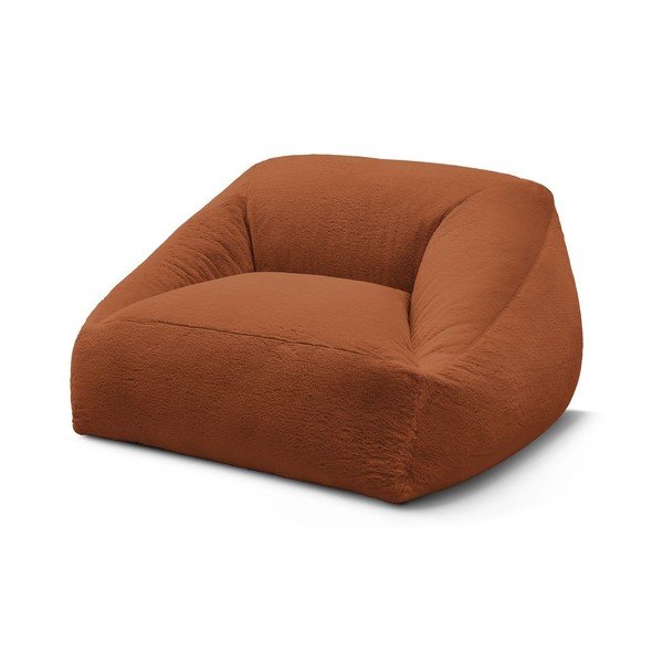 Fotoliu bean bag portocaliu cu tapițerie din blană artificială Lilibet – Bobochic Paris