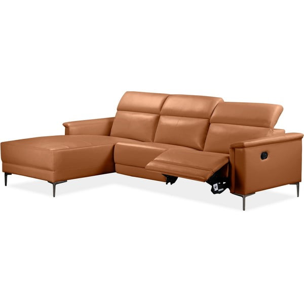 Colțar maro cu tapițerie din imitație de piele (cu colț pe partea stângă ) Lund – Støraa-image-1