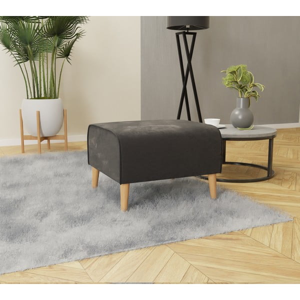 Taburet gri închis cu tapițerie din catifea Carole – Ropez-image-2