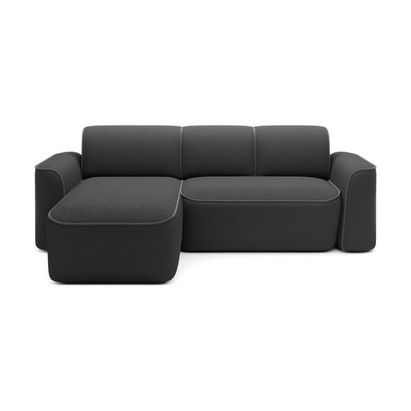 Colțar gri închis cu tapițerie din țesătură bouclé (cu colț pe partea stângă/cu șezlong) Ume – ELTAP