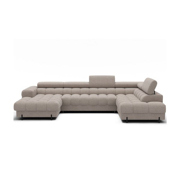 Colțar bej extensibil cu tapițerie din țesătură bouclé (cu colț pe partea dreaptă/în formă de "U") Feraria – ELTAP