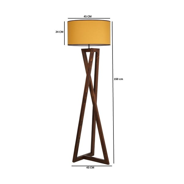 Lampadar galben muștar/maro cu abajur textil (înălțime 149 cm) Maçka – Opviq lights-image-3