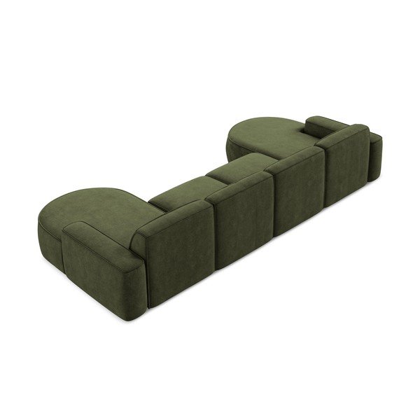 Colțar verde cu tapițerie din chenille (în formă de "U") Omao – Makamii-image-3