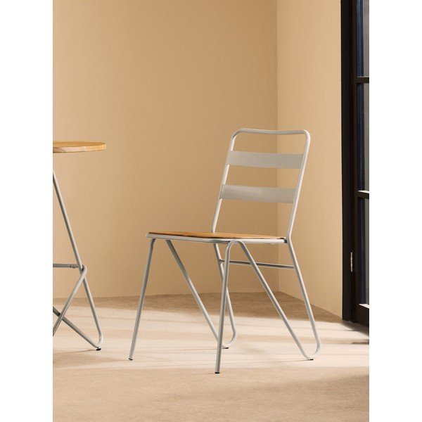 Scaun de dining gri/în culoare naturală din lemn de ulm District – Premier Housewares-image-1