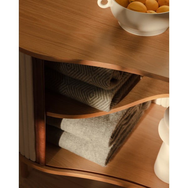 Comodă bej/în culoare naturală joasă cu aspect de lemn de stejar cu ușă glisantă 100x67 cm Audacious – UMAGE-image-4